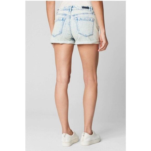 Blank NYC The Fulton Denim Roll Up Shorts Light Wash Raw Hem 100% Cotton - Picture 3 of 12